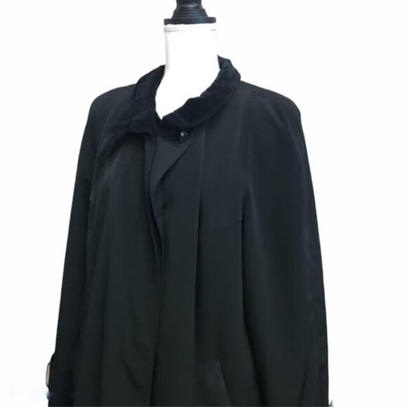 Women's Size 16W F.S.L. Collection Black Long Trench Coat - Picture 2 of 8
